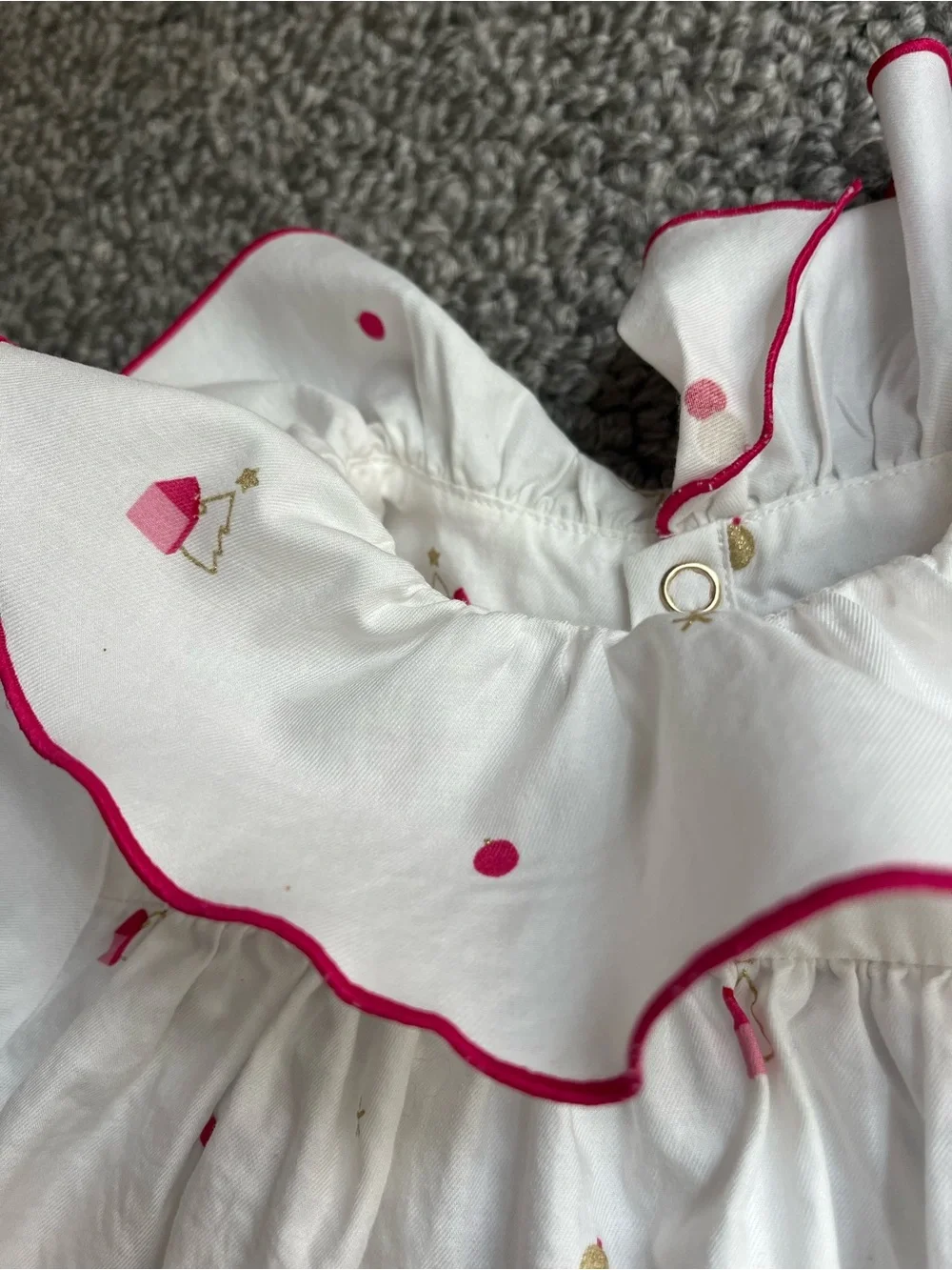Jacadi White Nightgown with Pink & Gold Embroidery